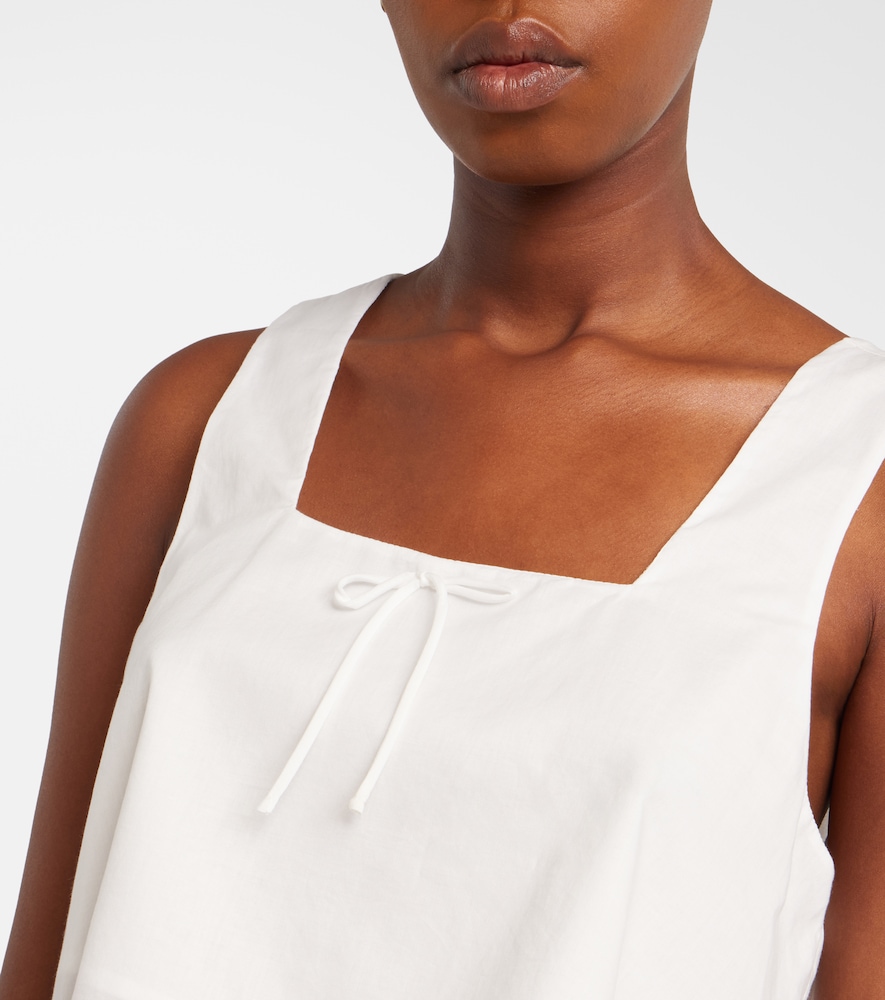 Lace-trimmed cotton crop top