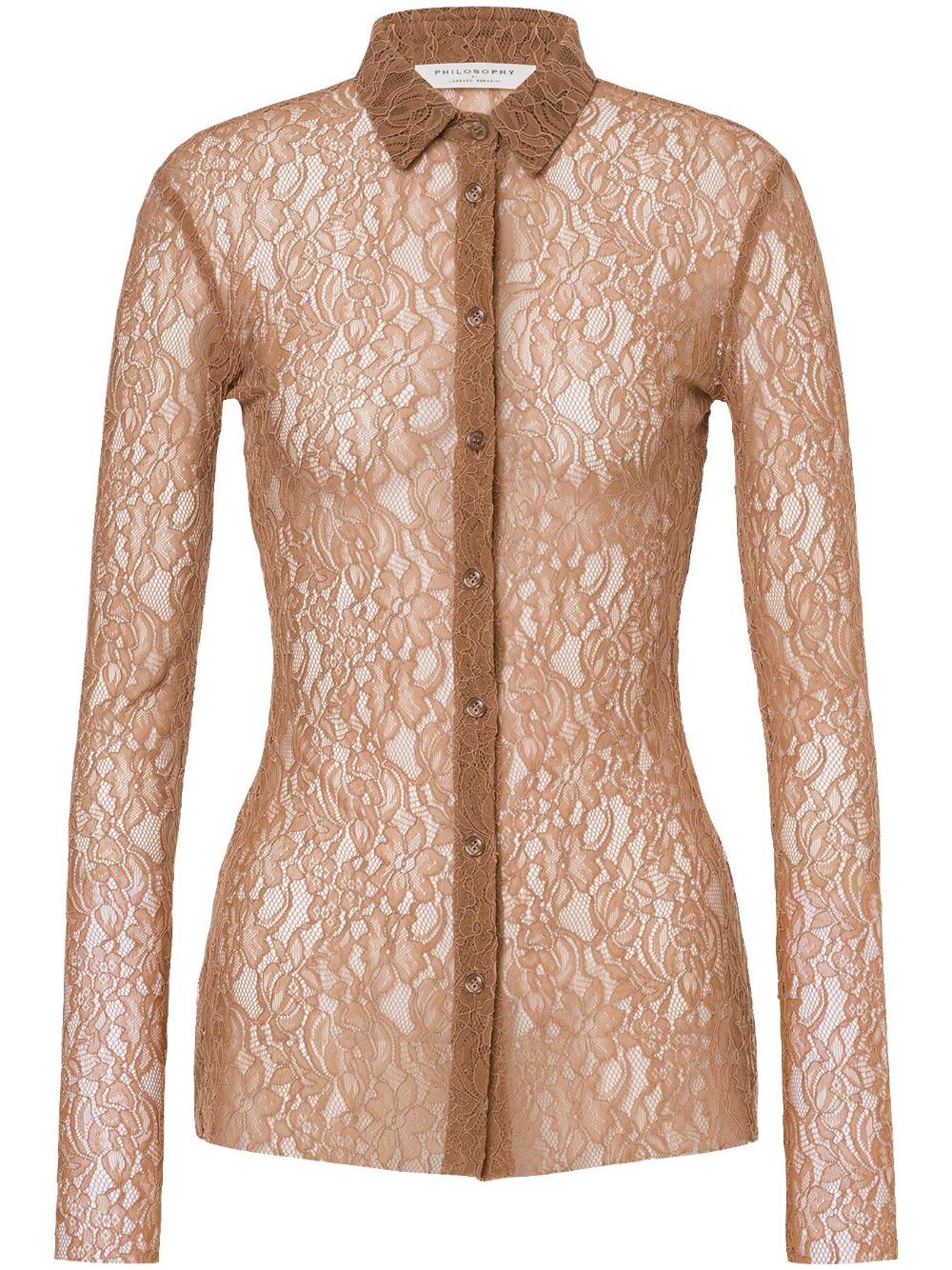 Floral-lace shirt - Brown