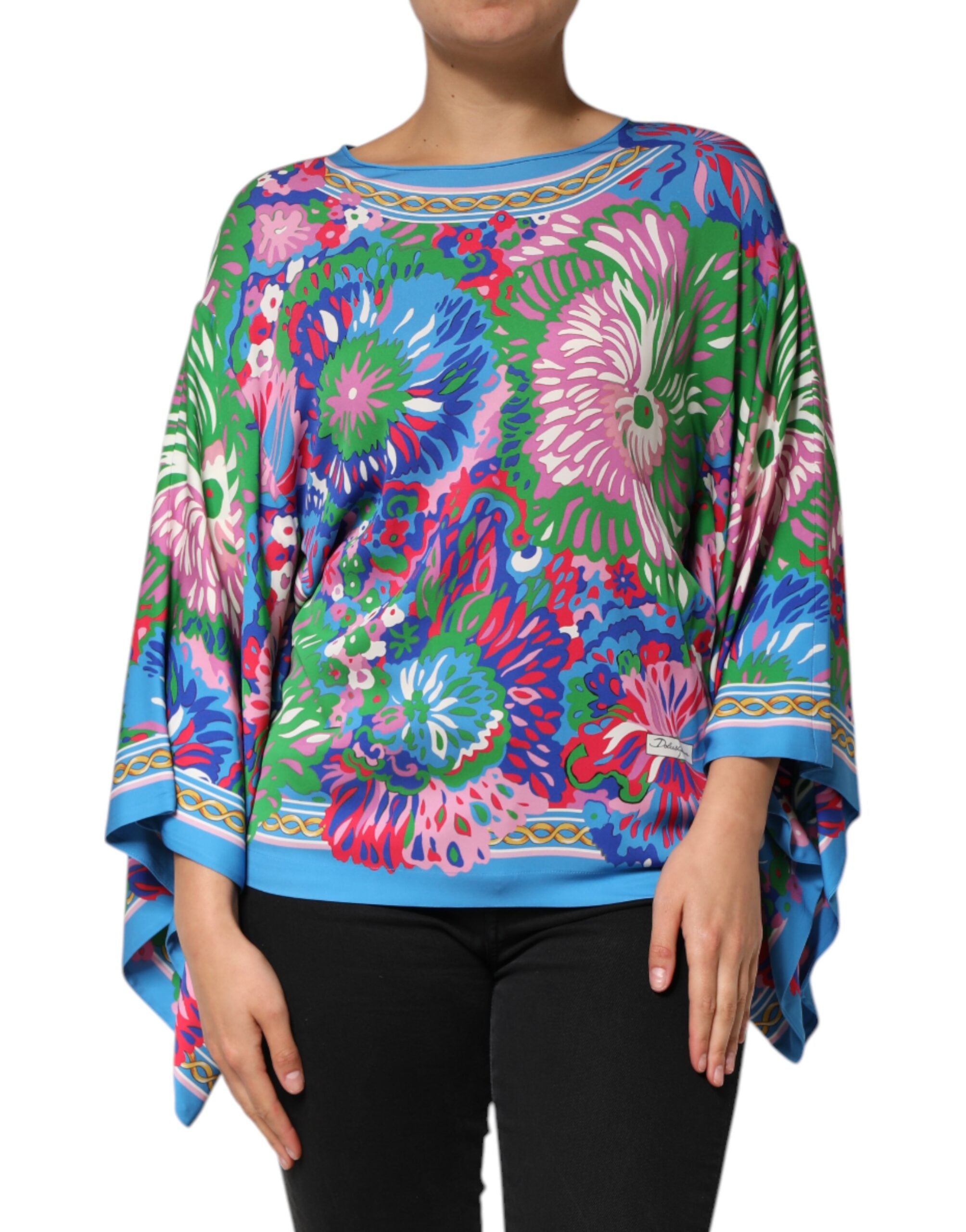 Floral Silk Charmeuse Tunic — Multicolor