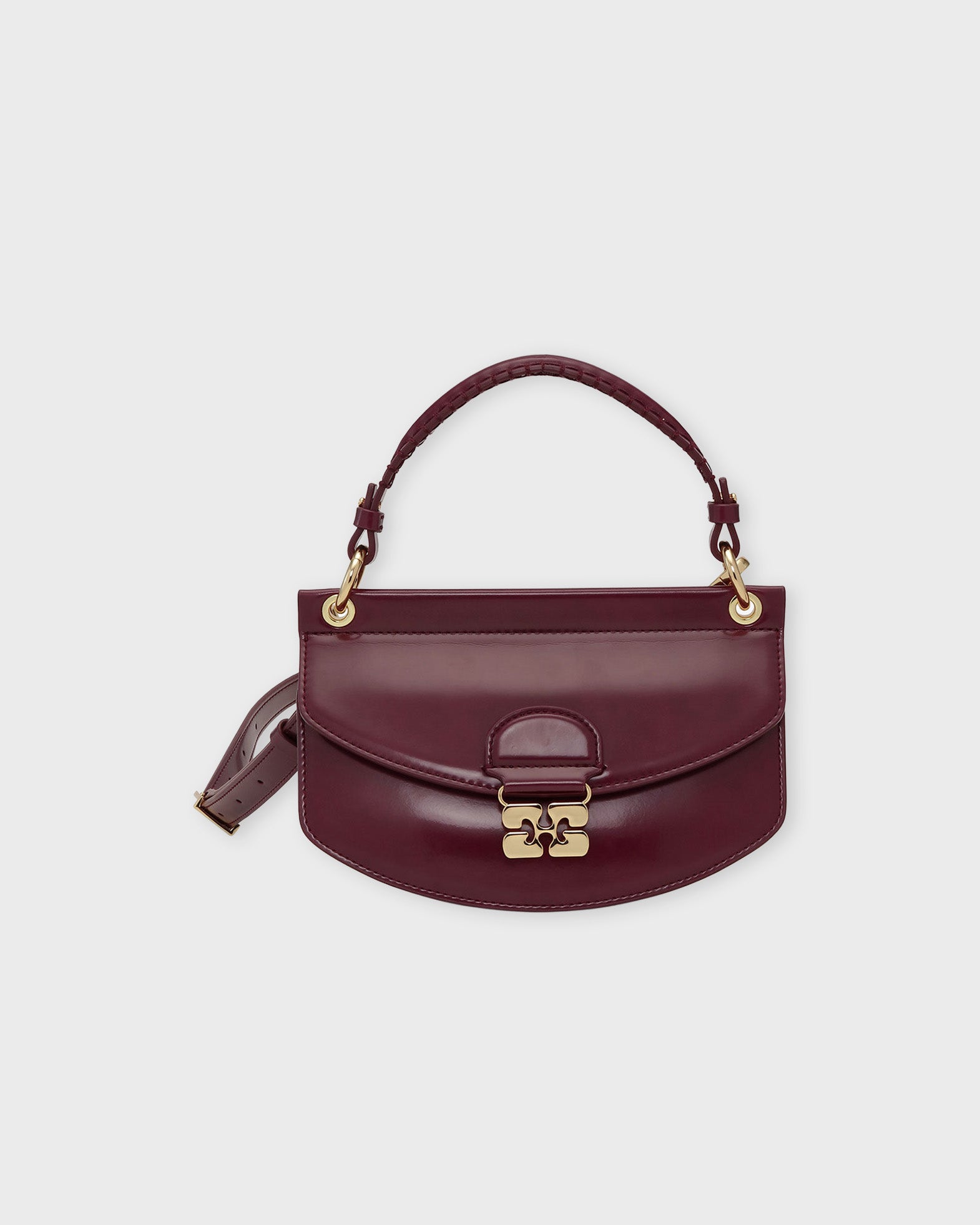 Ganni Bag Apo-G Mini Top Handle Box Burgundy ONESIZE