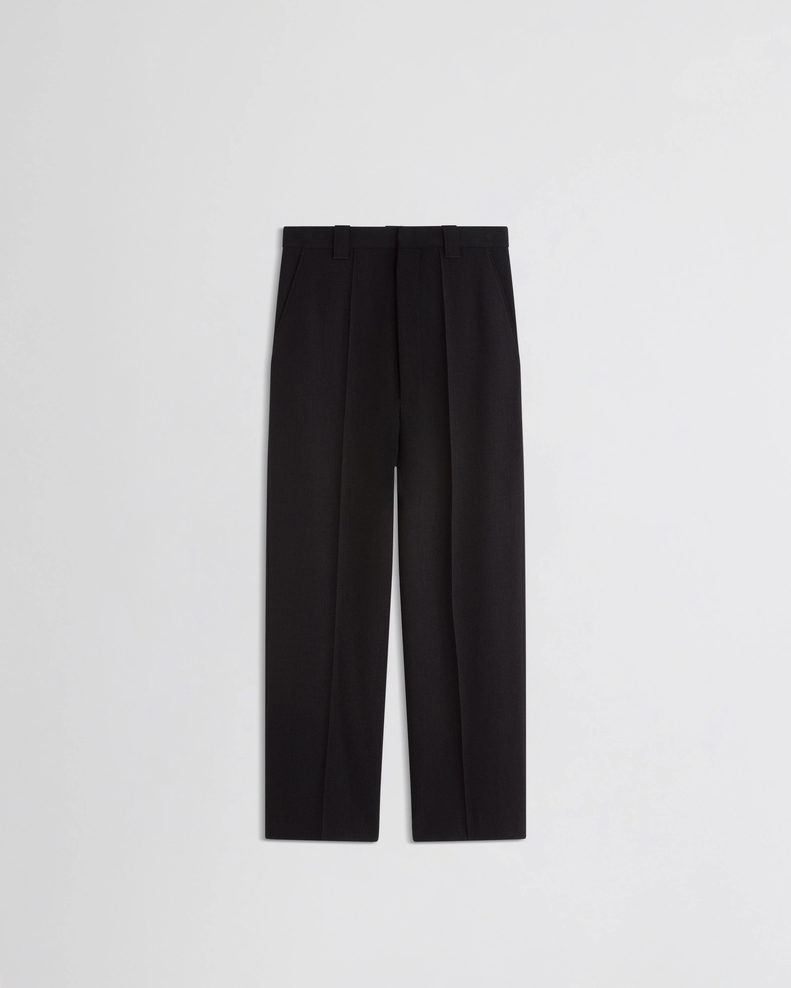 Oversized High-Waist Wool Trousers — Black