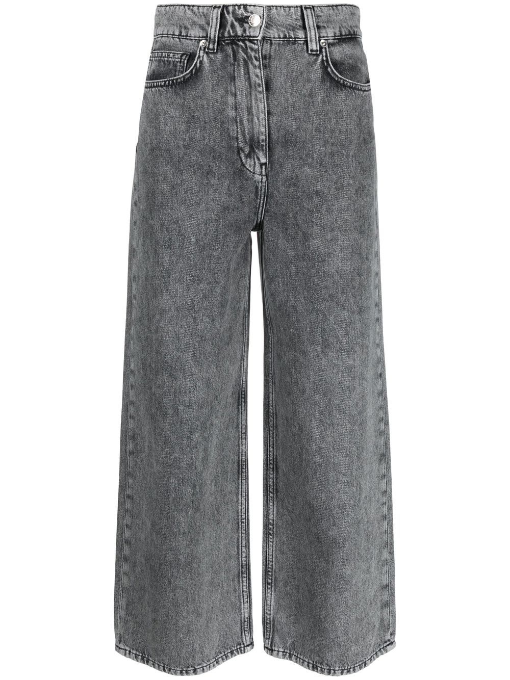 Cropped high-waisted jeans - Grey
