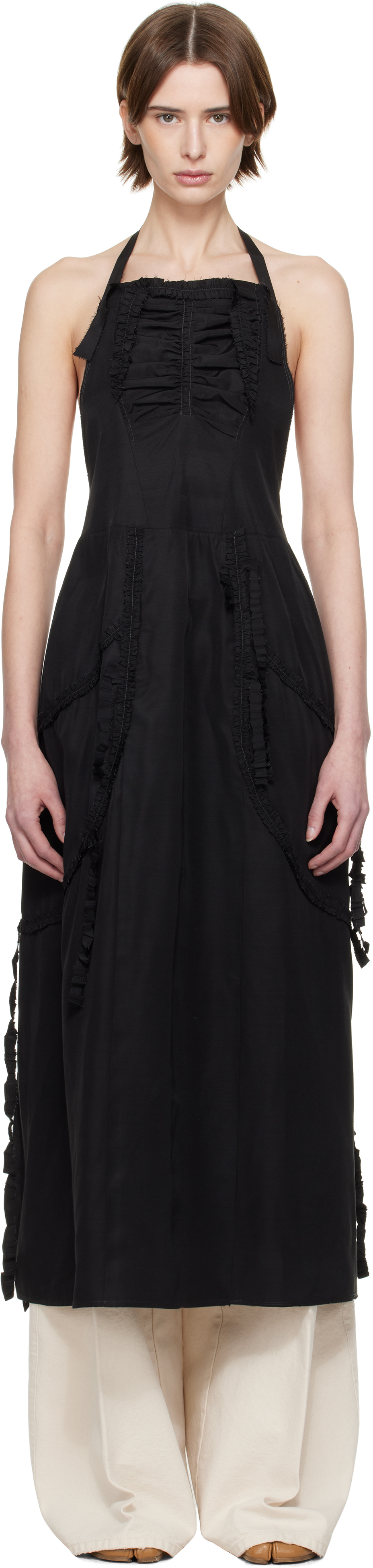 Maison Margiela Black Apron Midi Dress