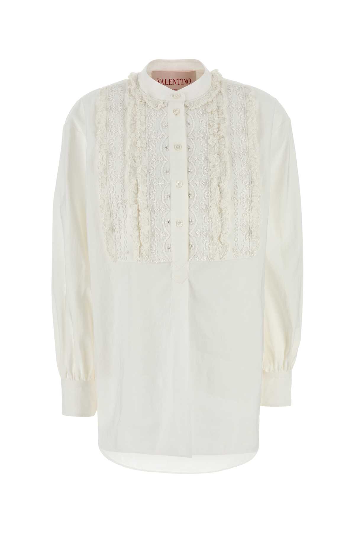 White Cotton Blend Blouse