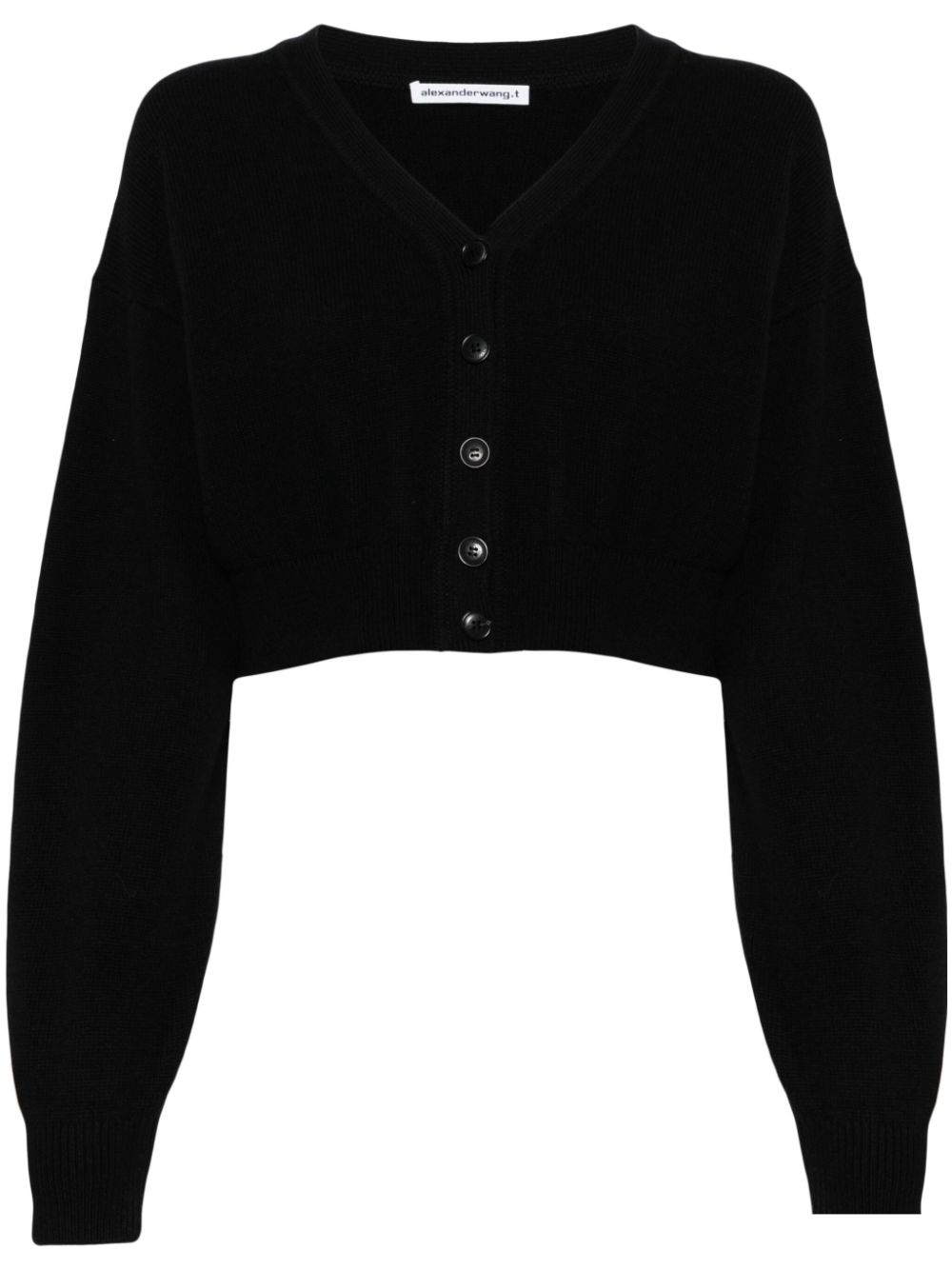 Logo-embossed cropped cardigan - Black