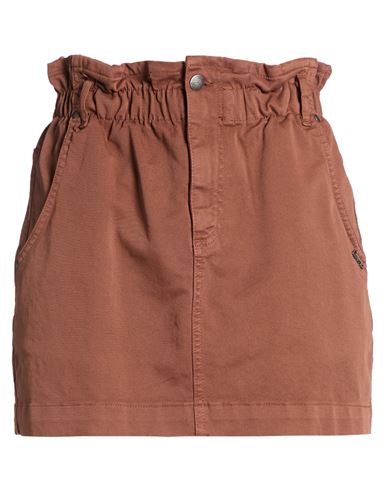Woman Mini skirt Brown Size 4 Cotton, Elastane
