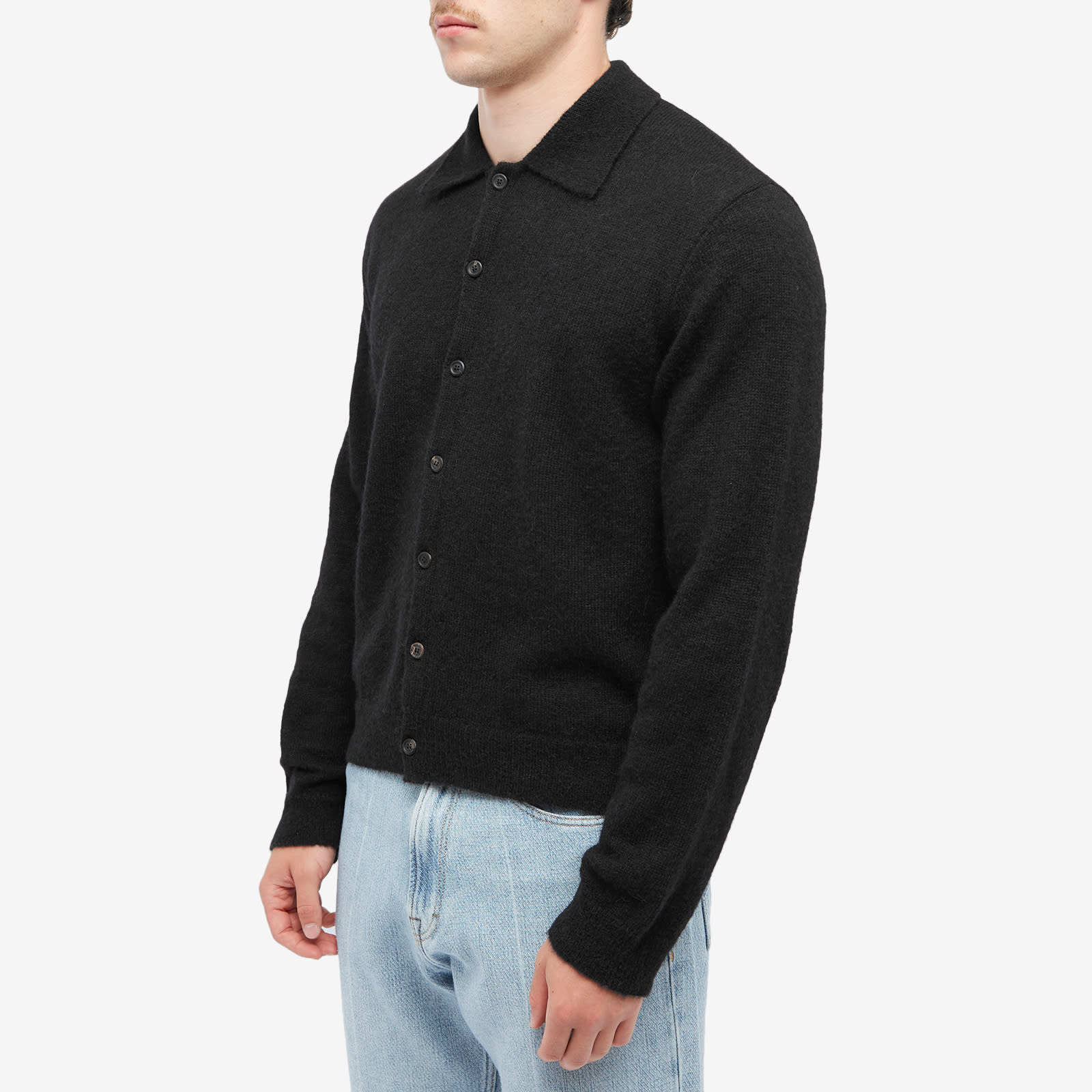 Our Legacy | Men's Evening Polo Shirt in Black Fuzzy Alpaca | Realry