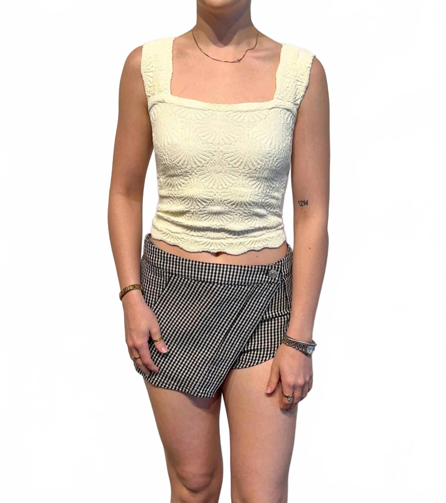 Georgie Gingham Micro Skort In Black