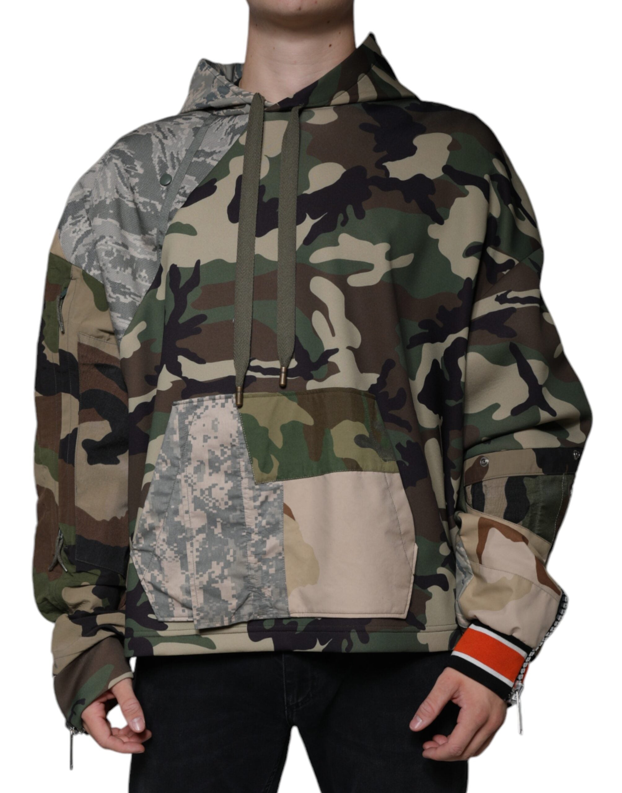 Camouflage Patchwork Hoodie — Green