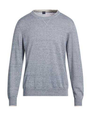 Man Sweater Slate blue Size L Linen, Cotton