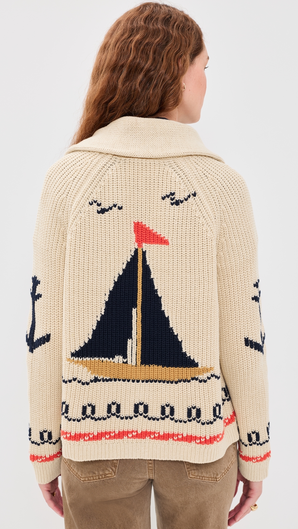 The Sailboat Lodge Cardigan Cream