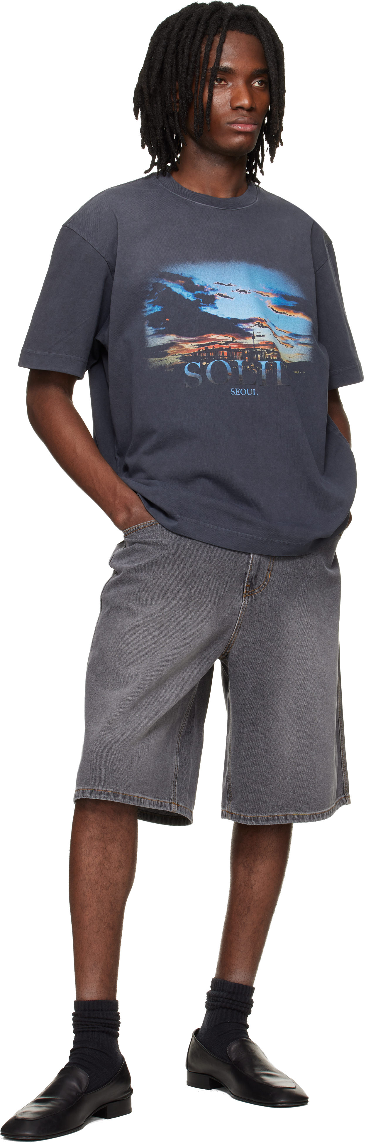 Gray Dropped Shoulder T-shirt