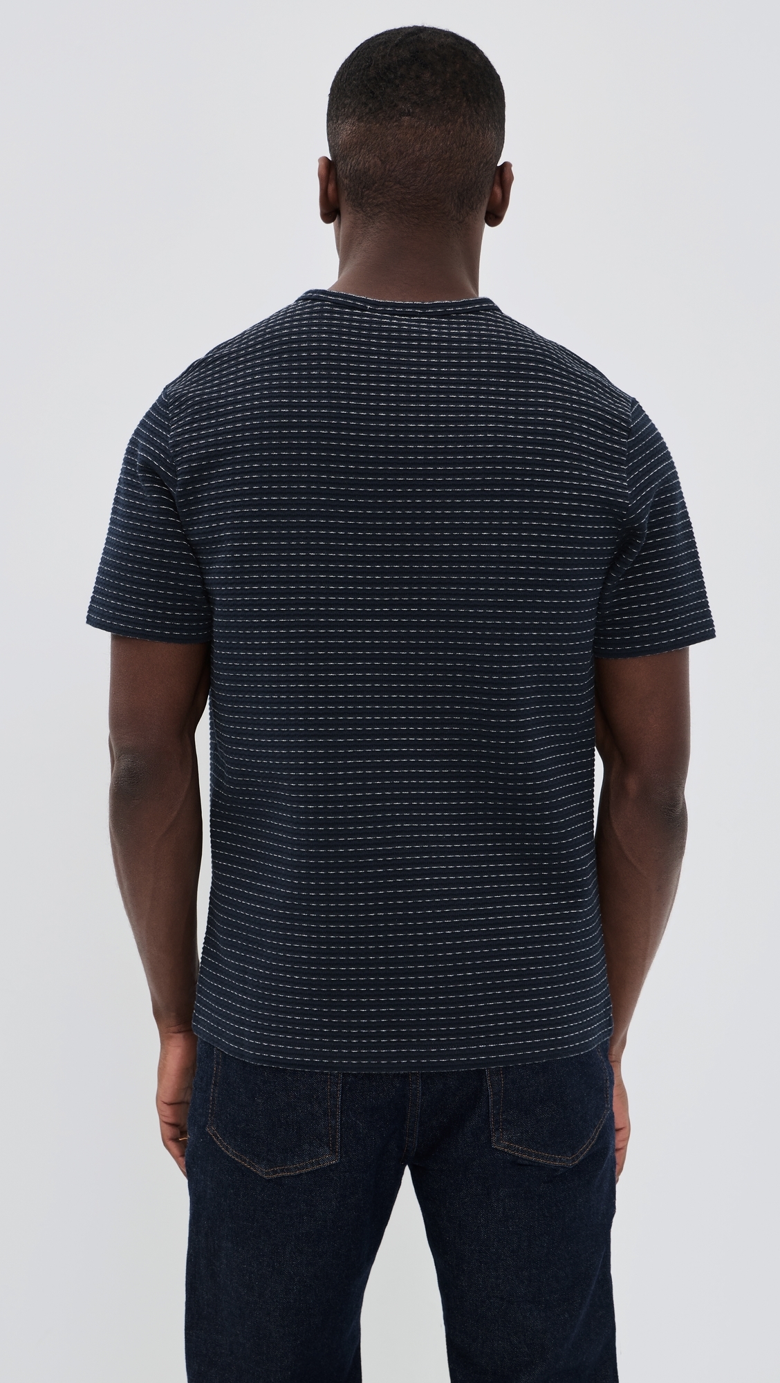 Jacquard Stripe Tee Navy/Cream Stripe