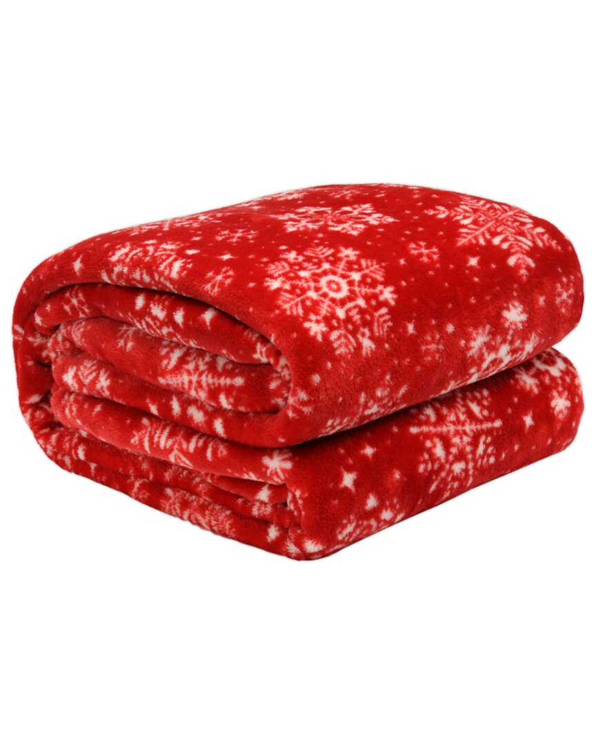 Holiday Print Plush Flannel Throw Blanket