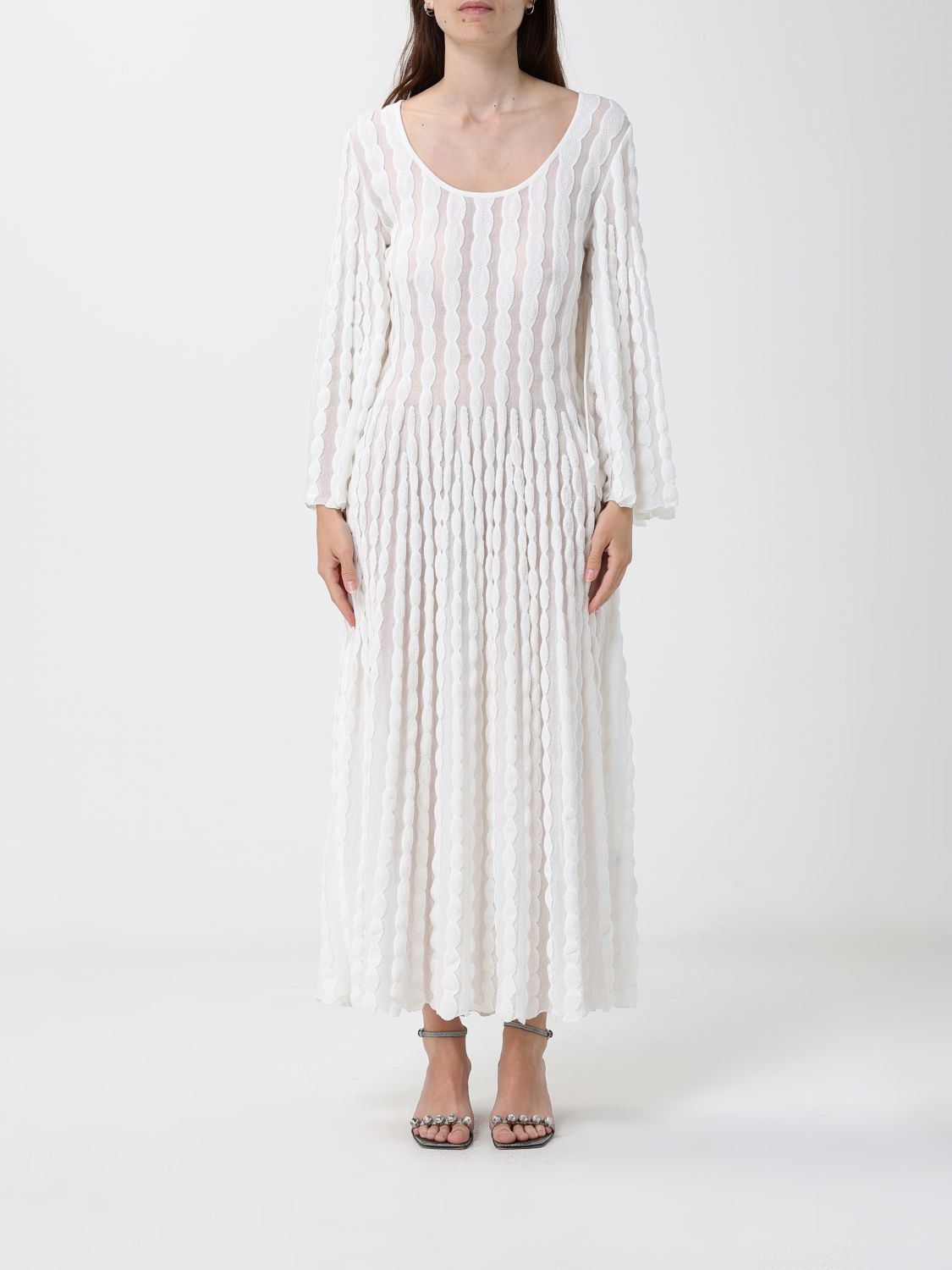 Long-Sleeved Knit Cotton-Blend Midi Dress