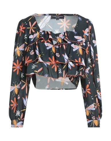 Woman Top Dark green Size L Polyester