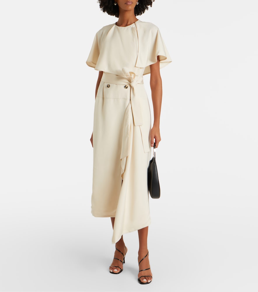 Isolde caped twill midi dress