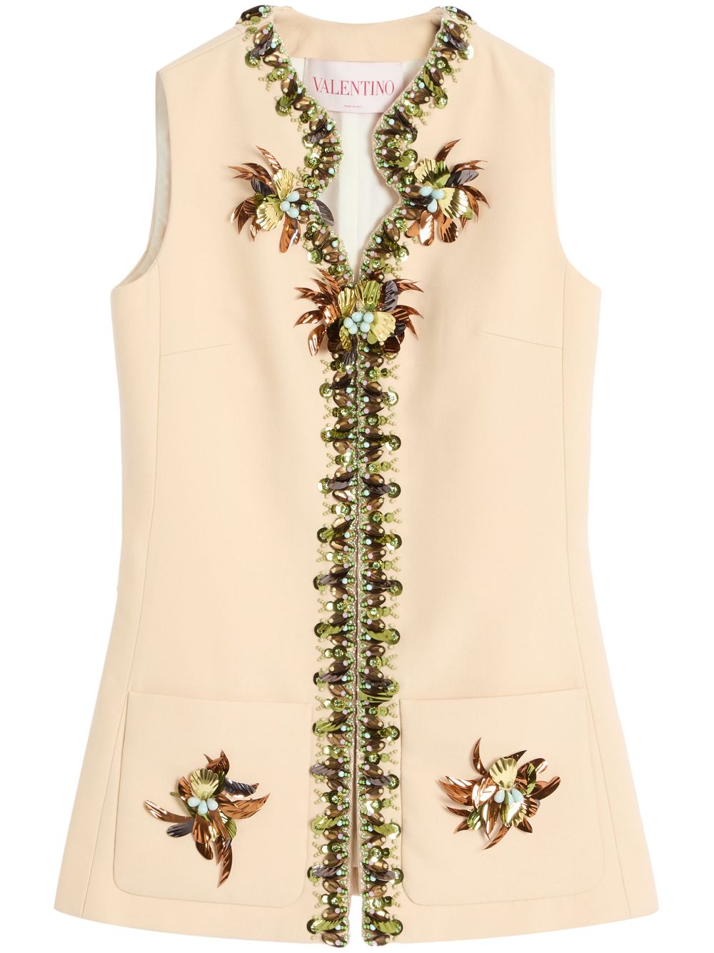Bead-embellished gilet - Neutrals