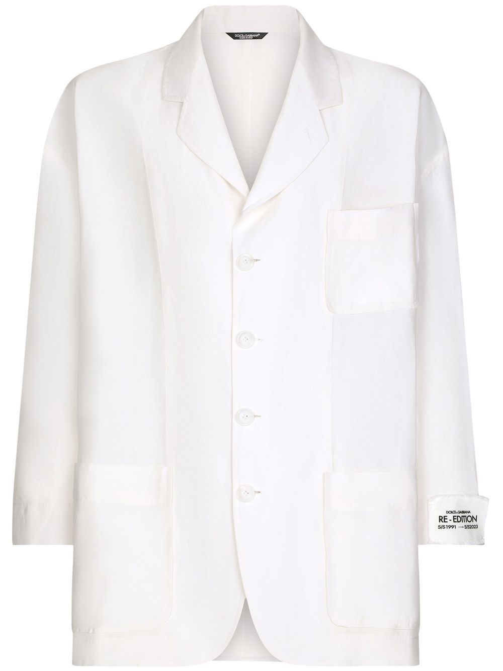 Logo-patch single-breasted blazer - White