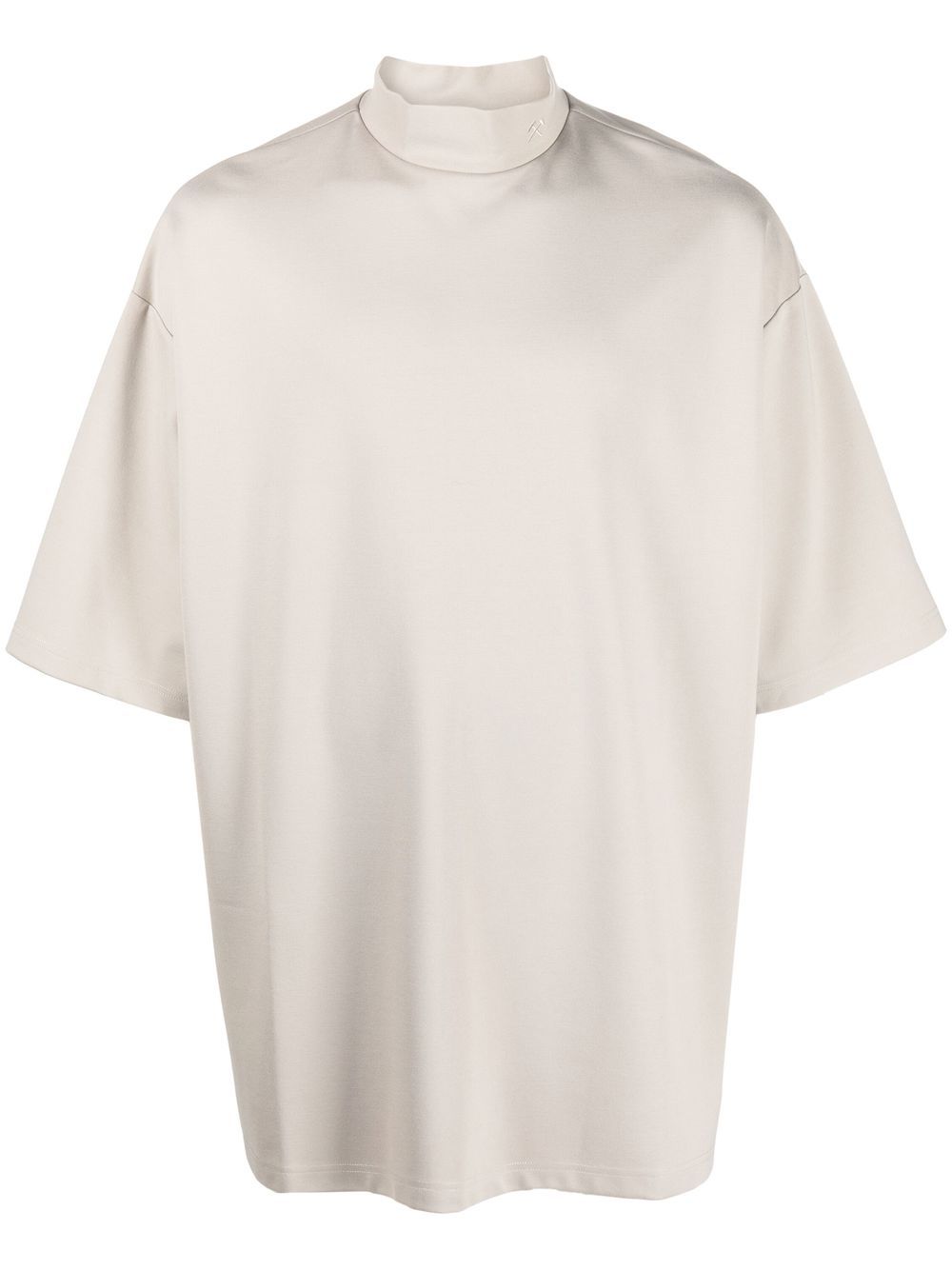 Logo-embroidered mandarin-collar T-shirt - Neutrals