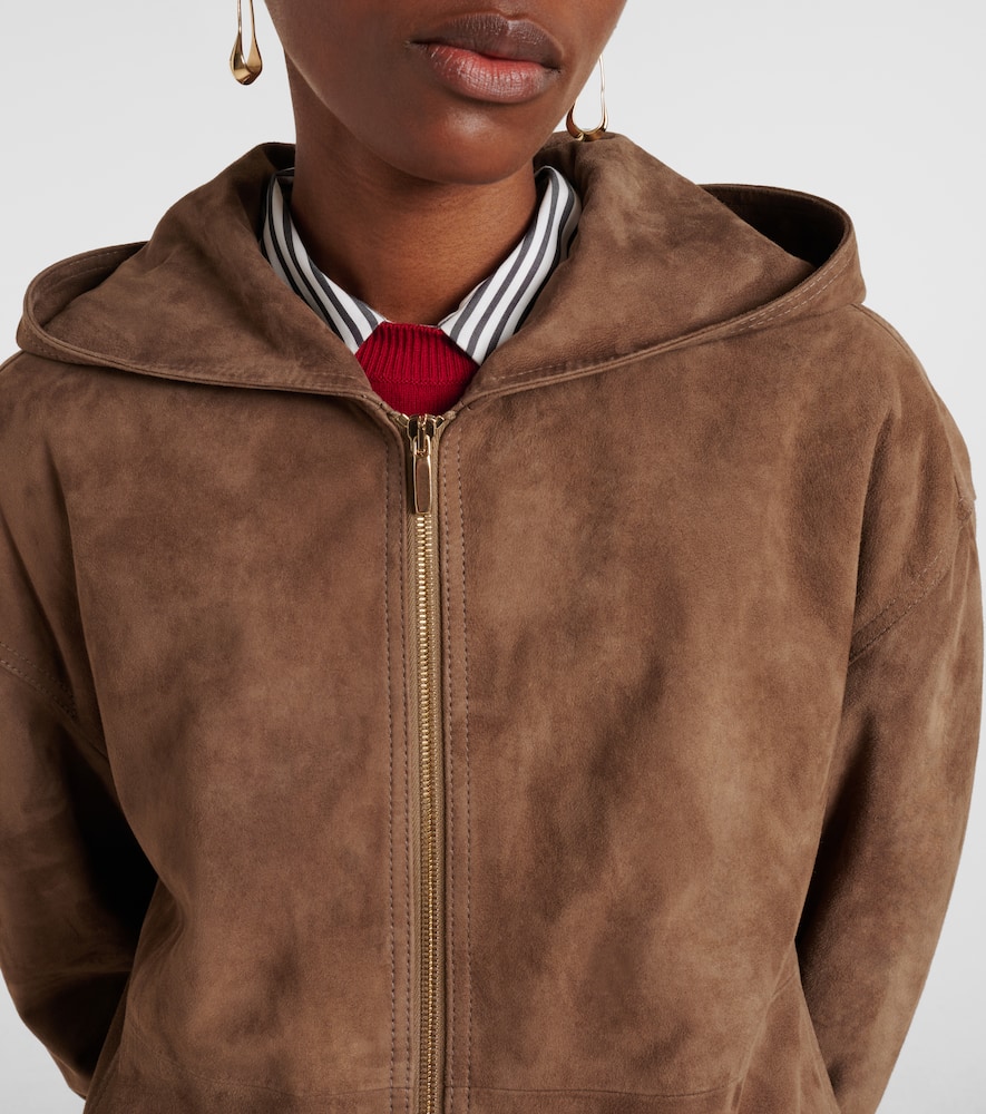 Hooded suede jacket