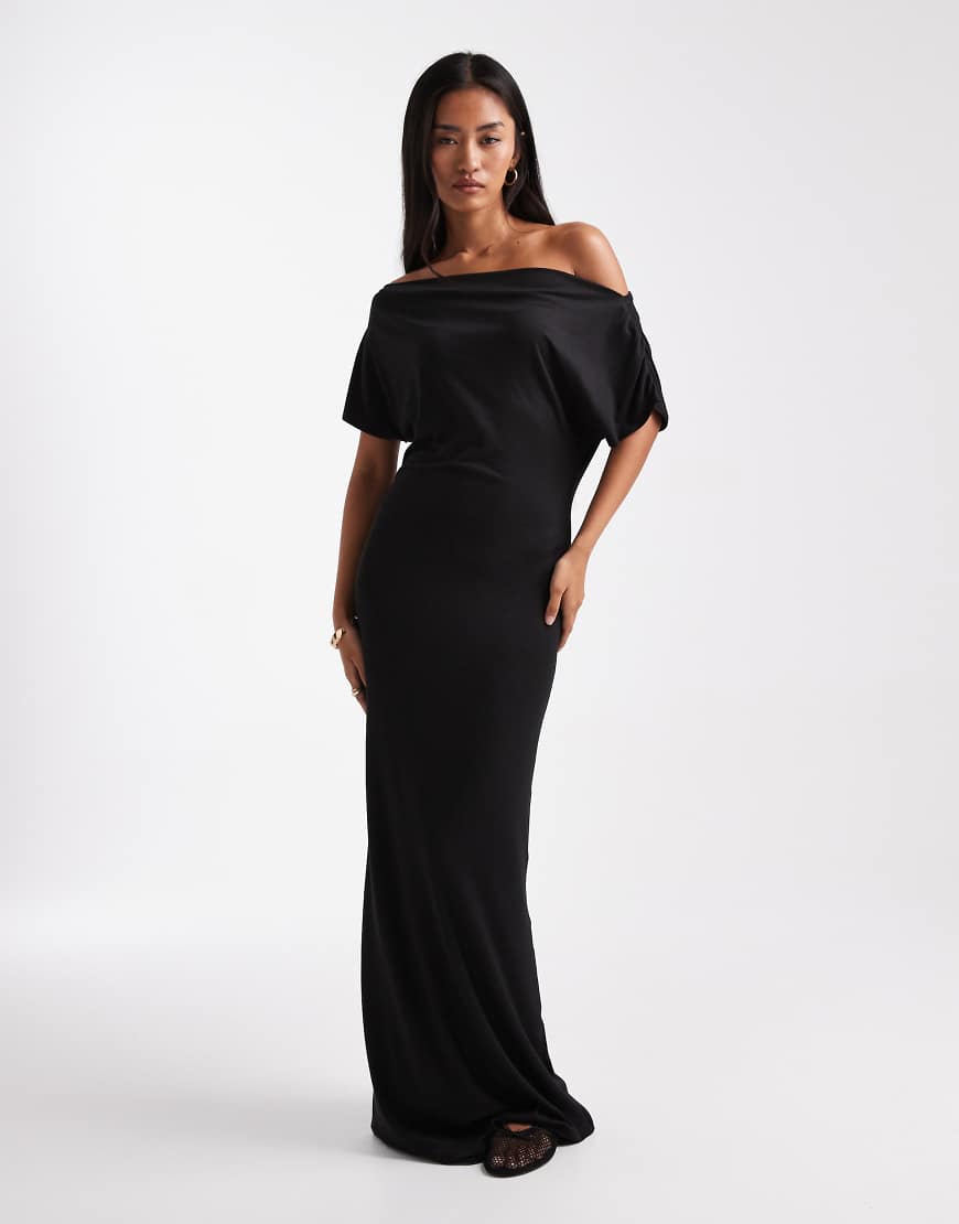 Off the shoulder maxi dress in black