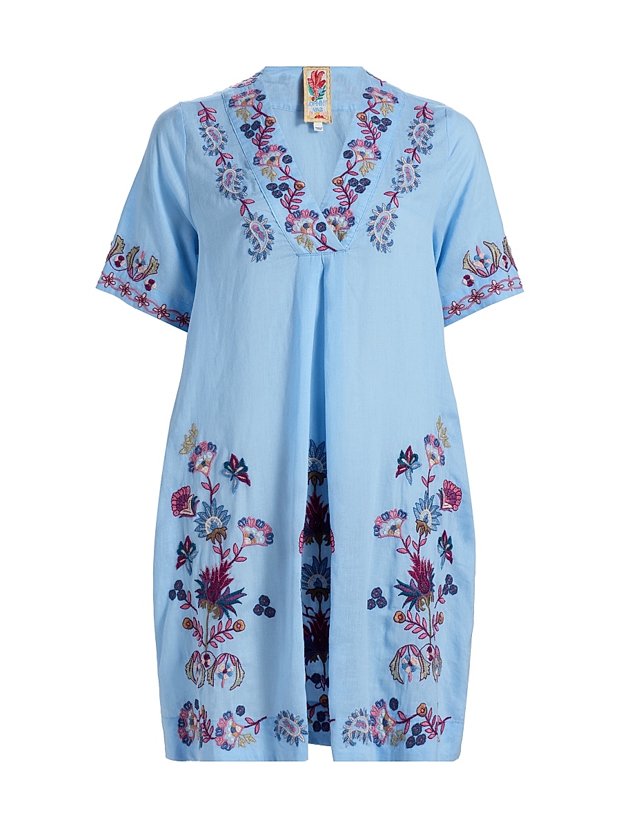 Women's Kesia Floral-Embroidered Tunic Dress - Della Robbia Blue