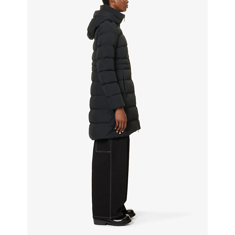 Womens Black Aurora Brand-patch Shell-down Parka