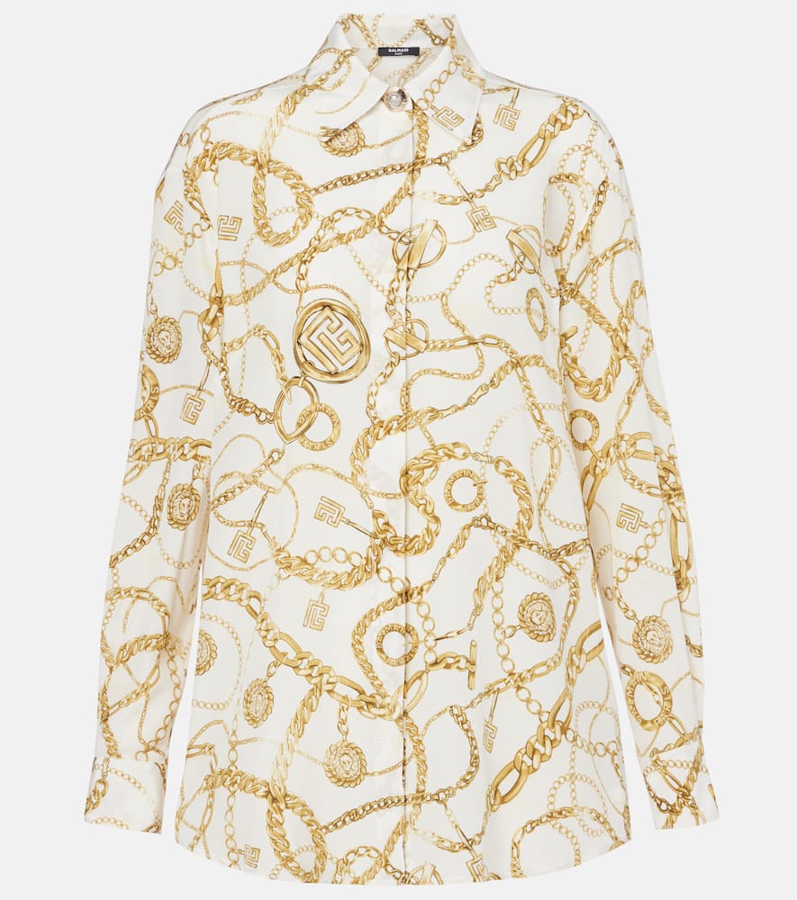 Logo printed silk shirt