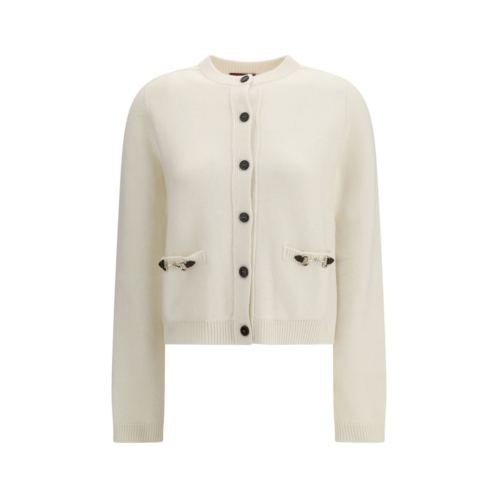Wool and Cashmere with Horsebit Detail Cardigan — Beige