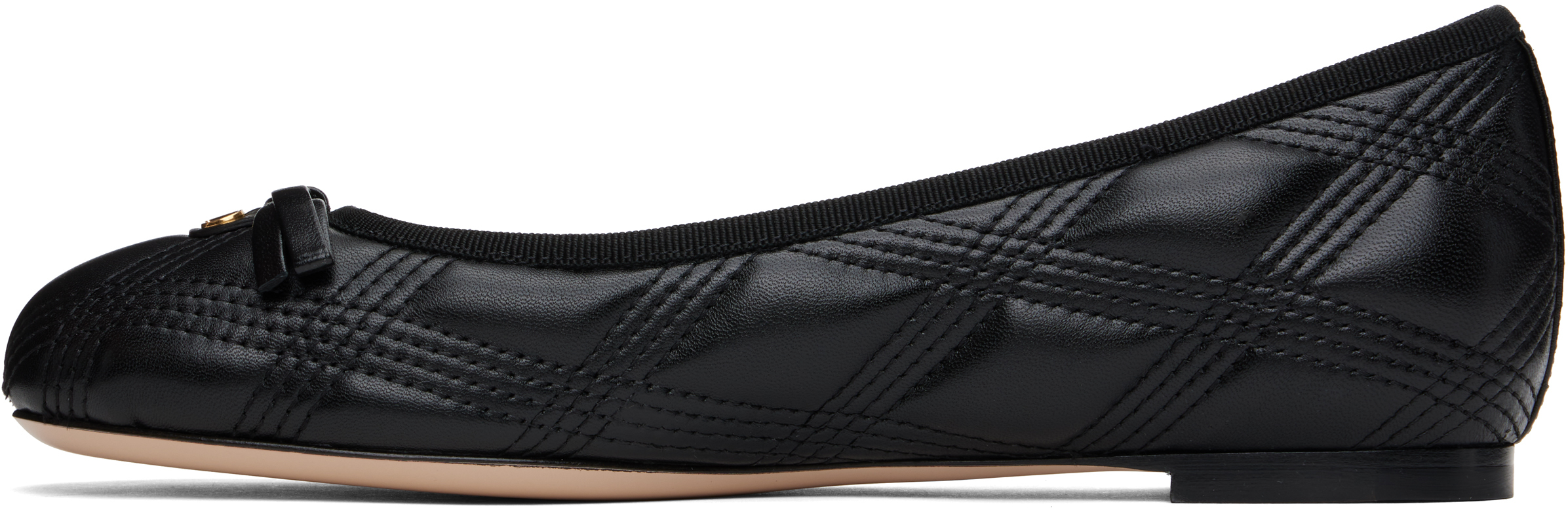 Valentino Garavani Black Quiltie 67 Ballerina Flats