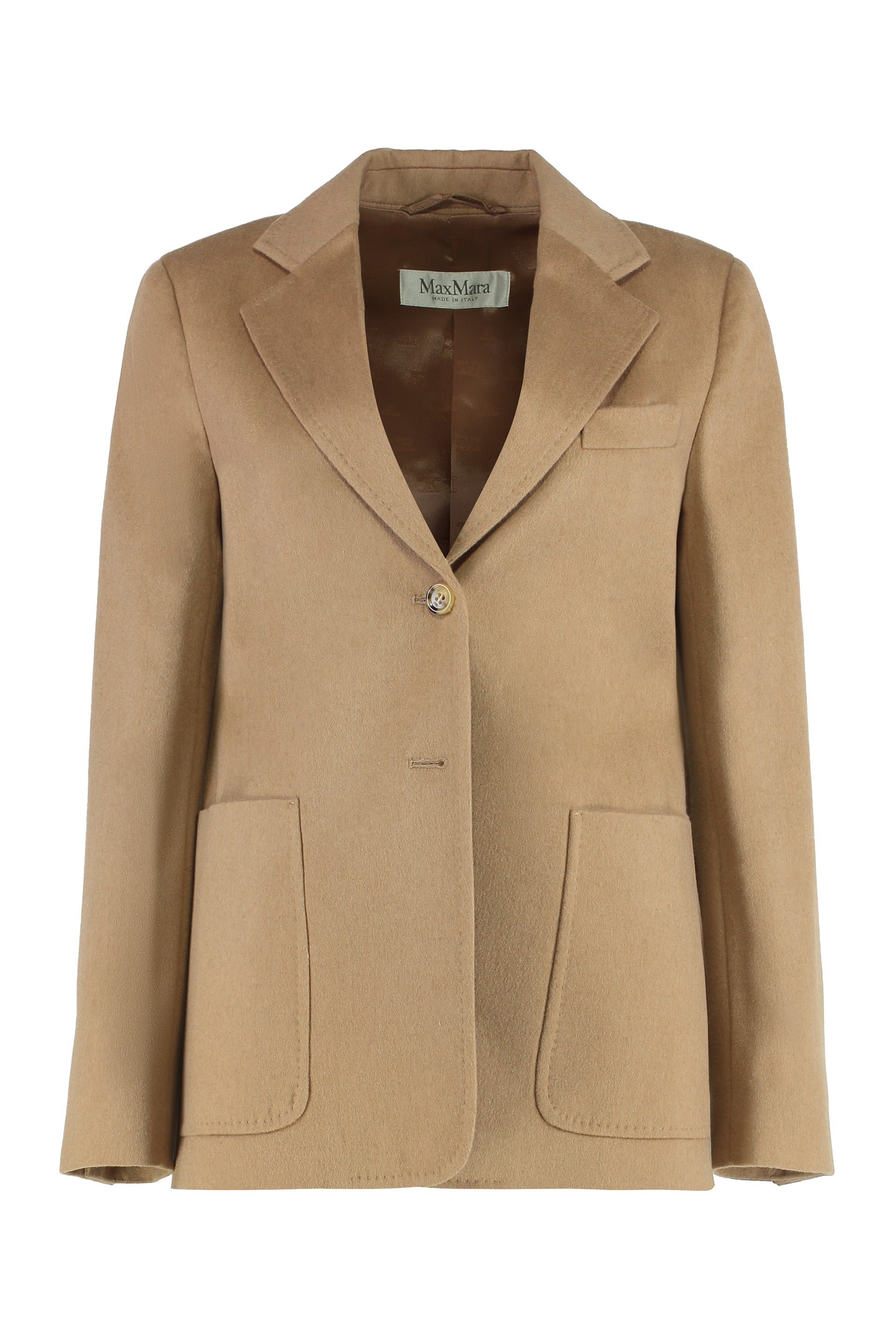 Camel Draped Zibellin Single-Breasted Blazer
