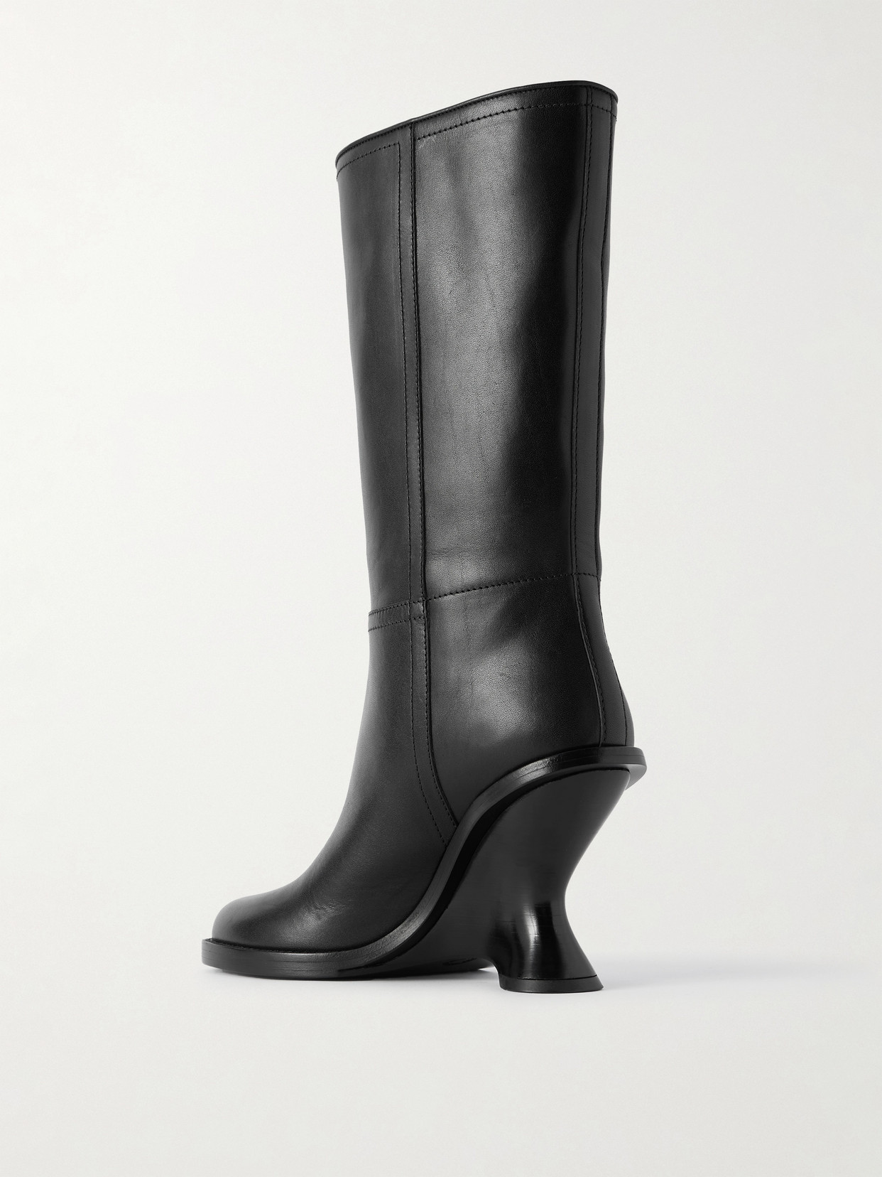 Leather Wedge Boots - Black