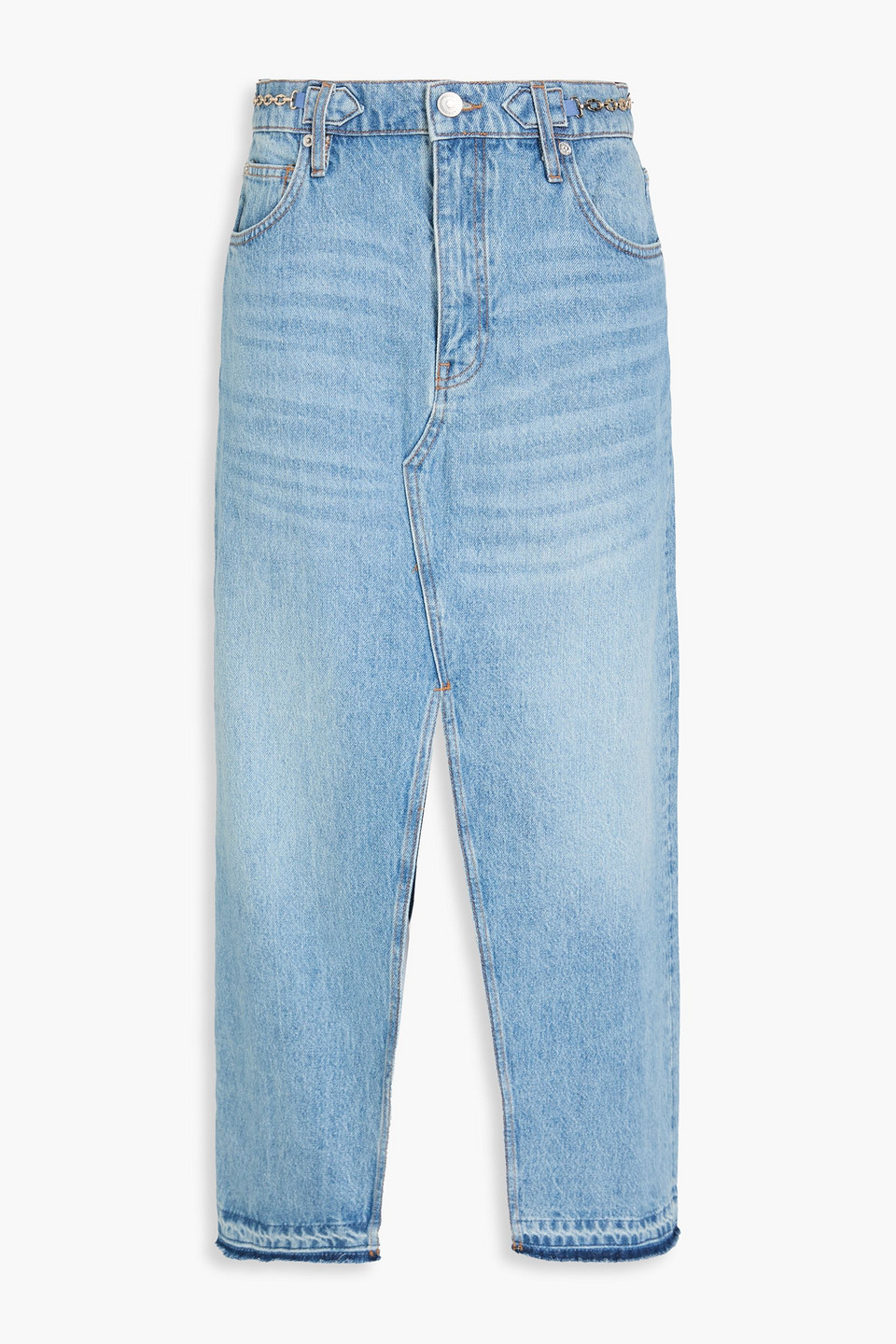 Maje - Chain-embellished denim maxi skirt - Blue - FR 42