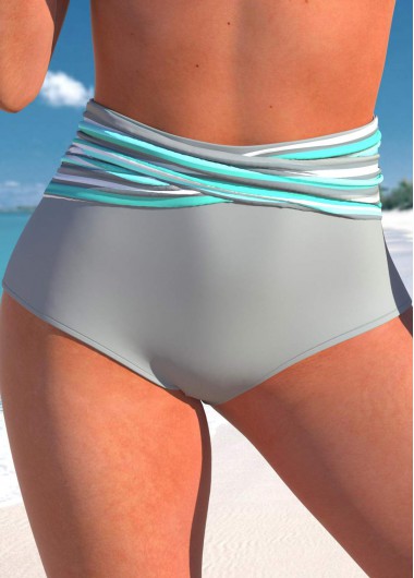 Modlily High Waisted Stripe Print Bikini Botto