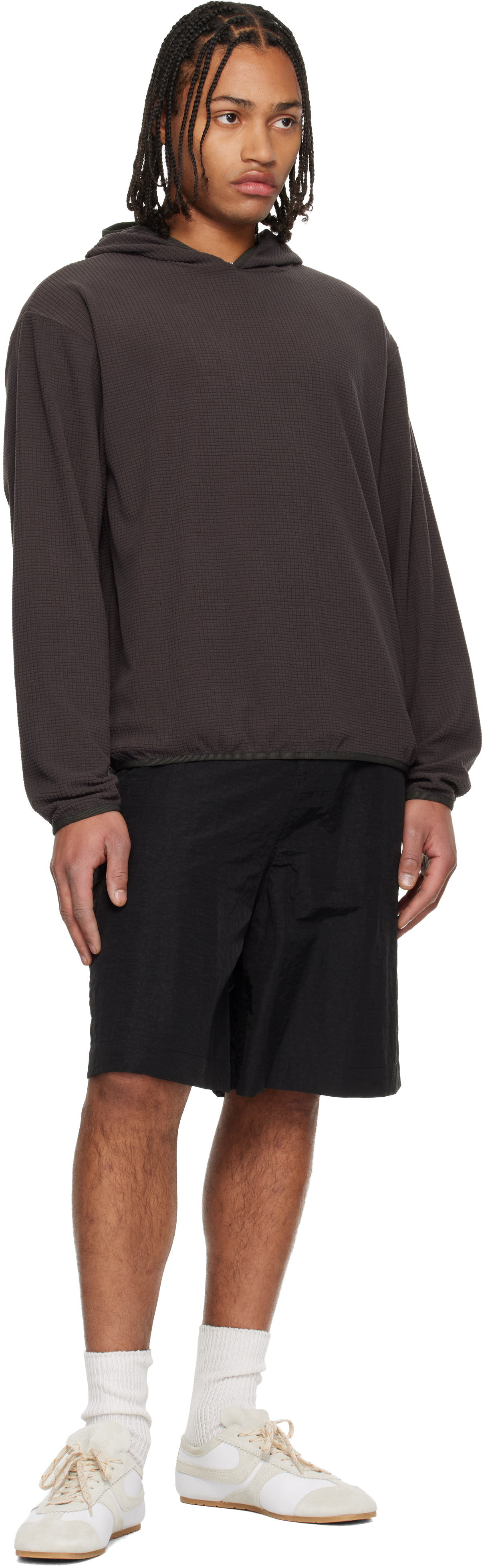 Gray Waffle Knit Hoodie