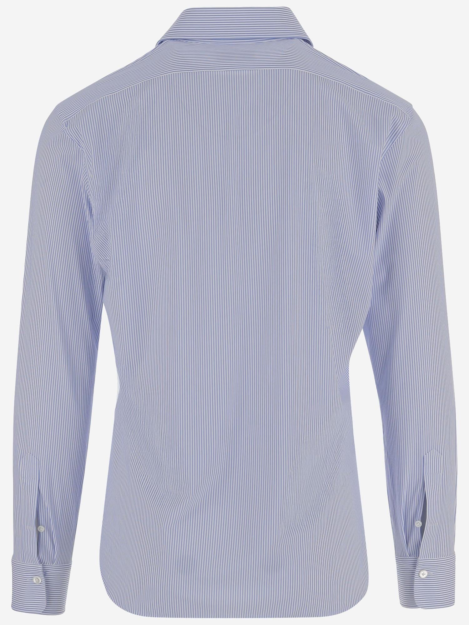 Stretch Jersey Striped Shirt — Light Blue