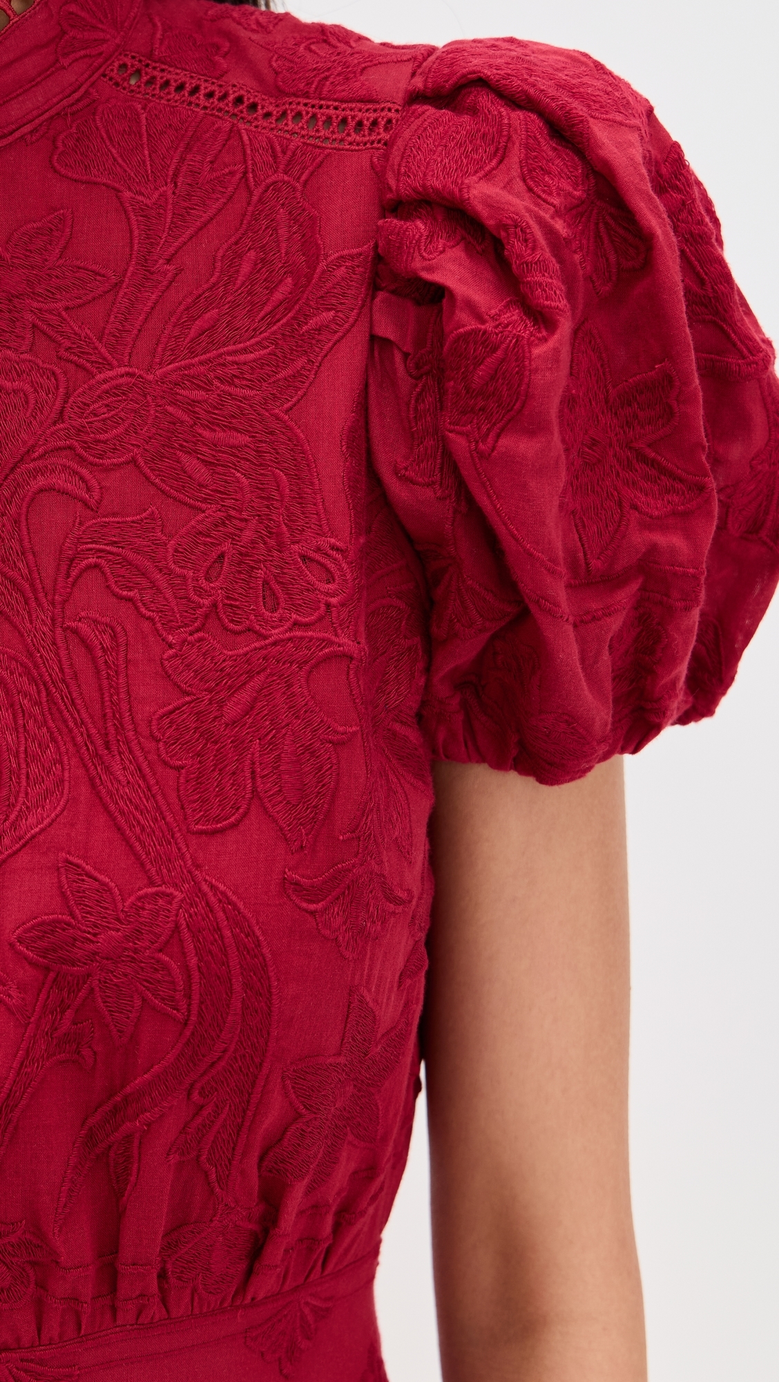 Loryn Embroidered Dress Dark Cherry