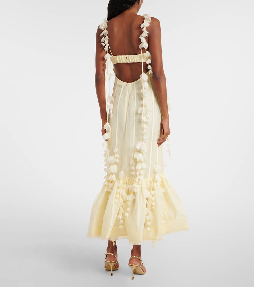 Dawning linen and silk midi dress