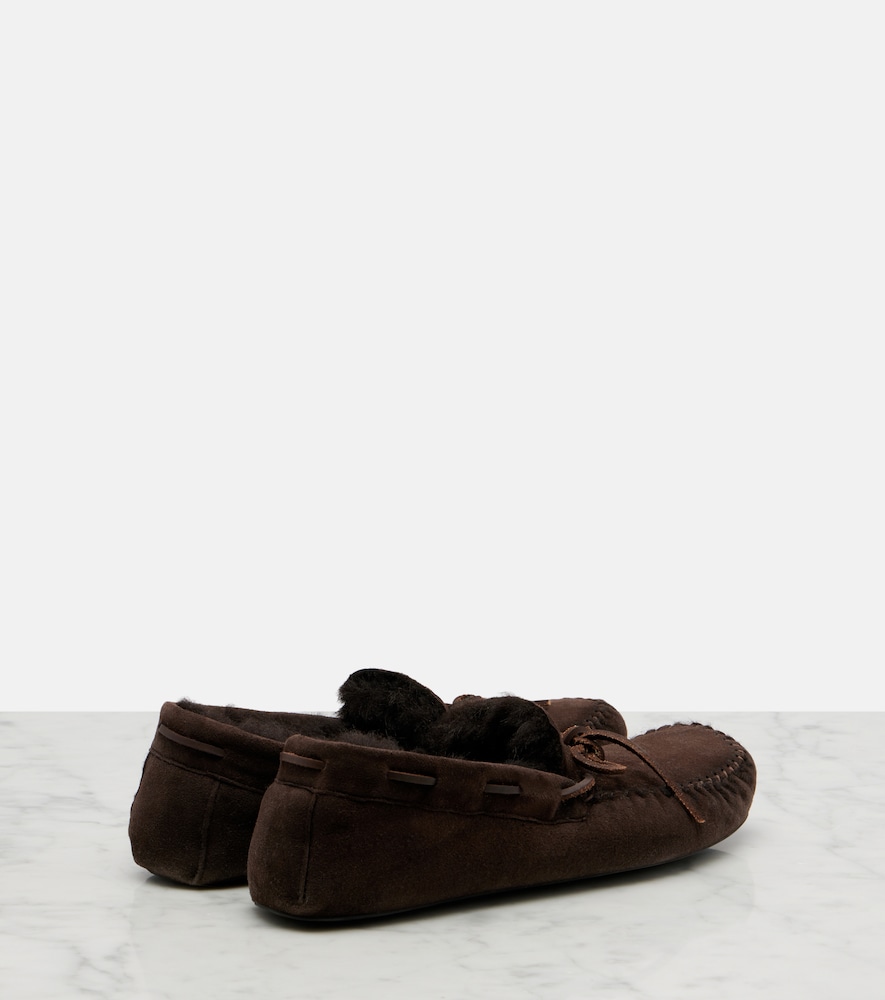 Lucca shearling-trimmed suede boat shoes