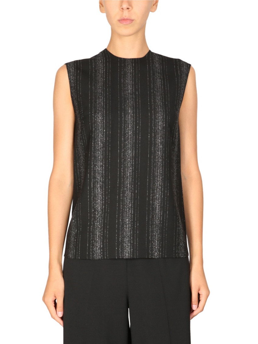 Lurex striped sleeveless blouse