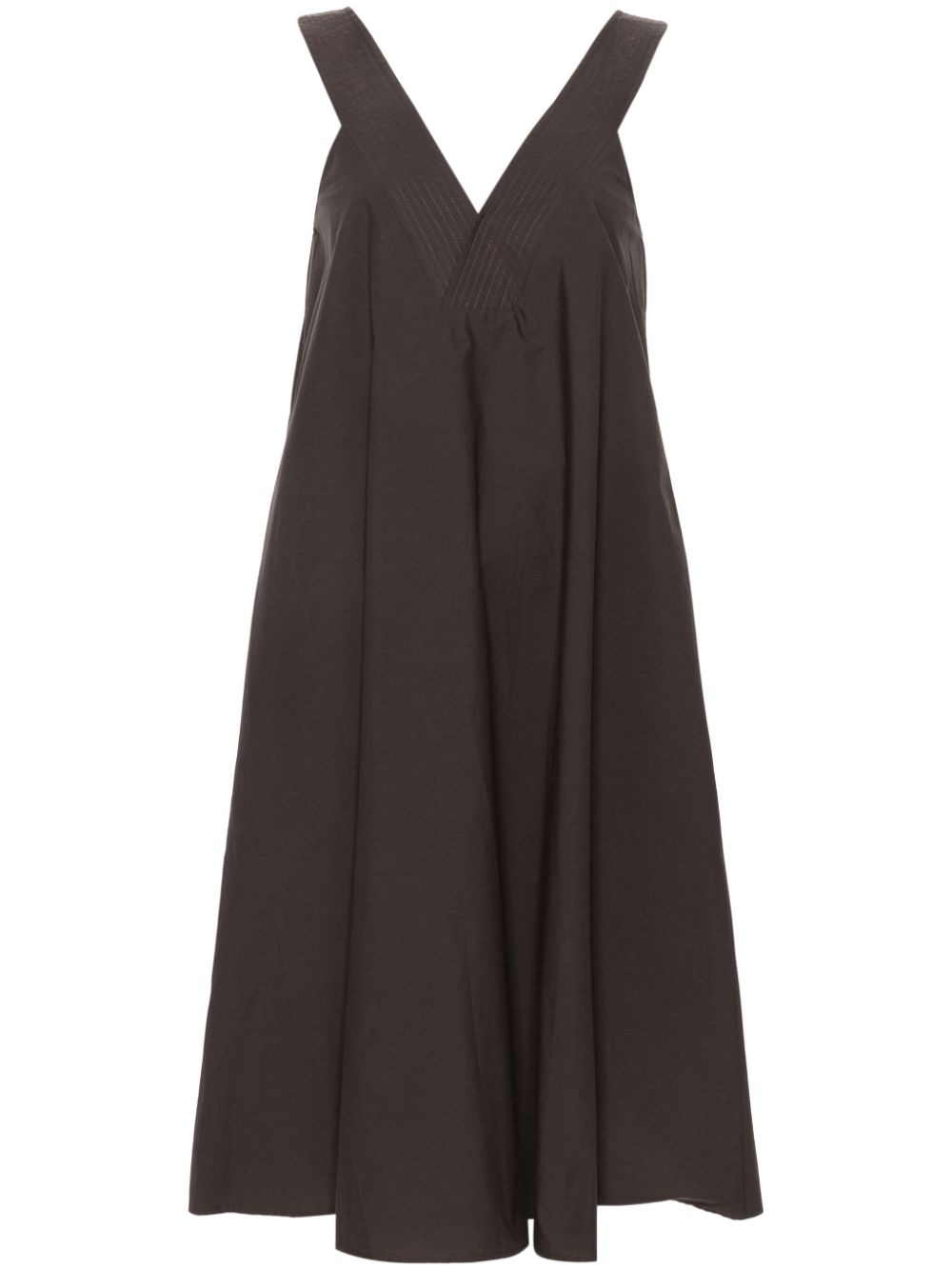 V-neck cotton dress - Brown