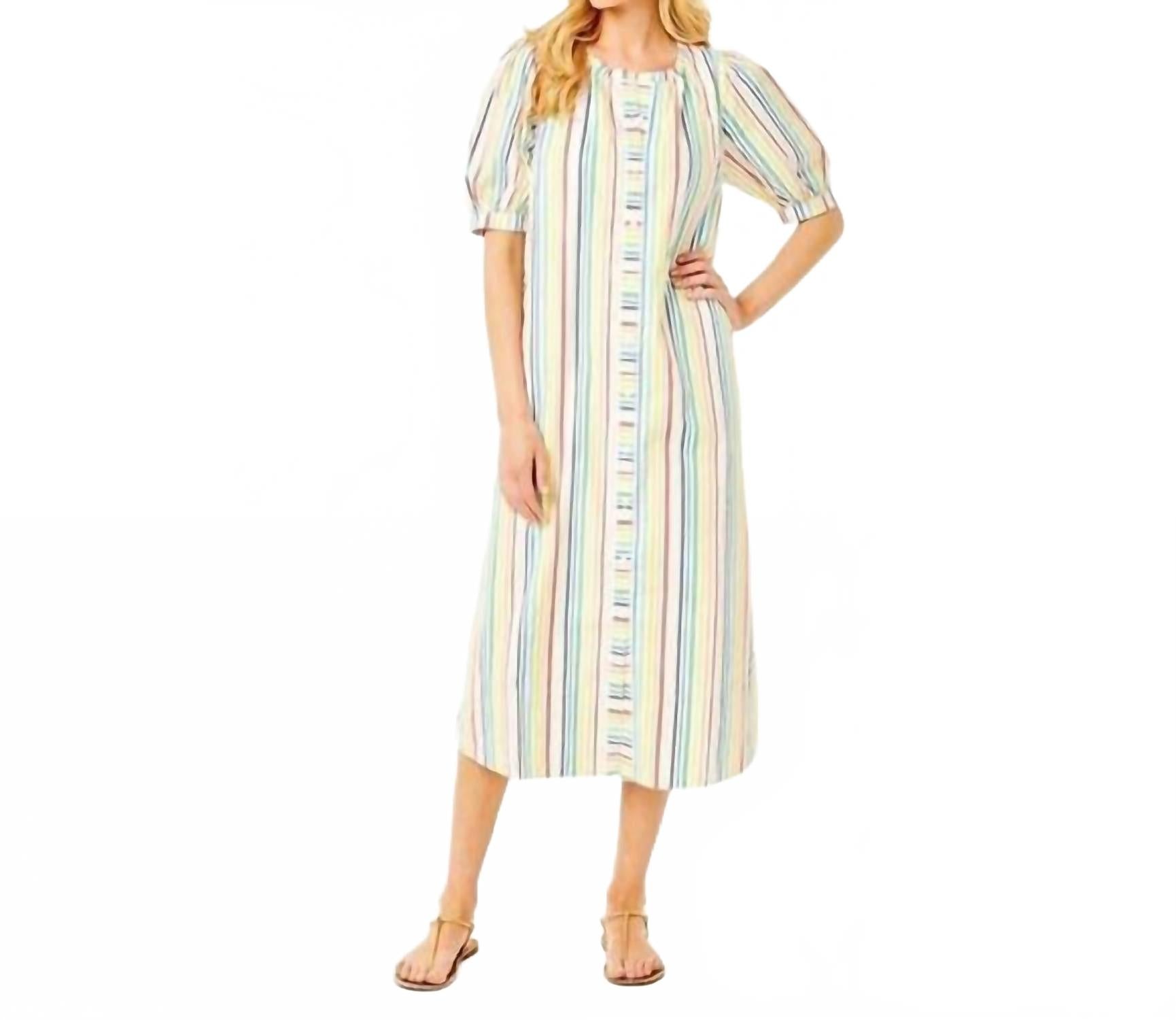 Cabana Dress In Rainbow Stripe