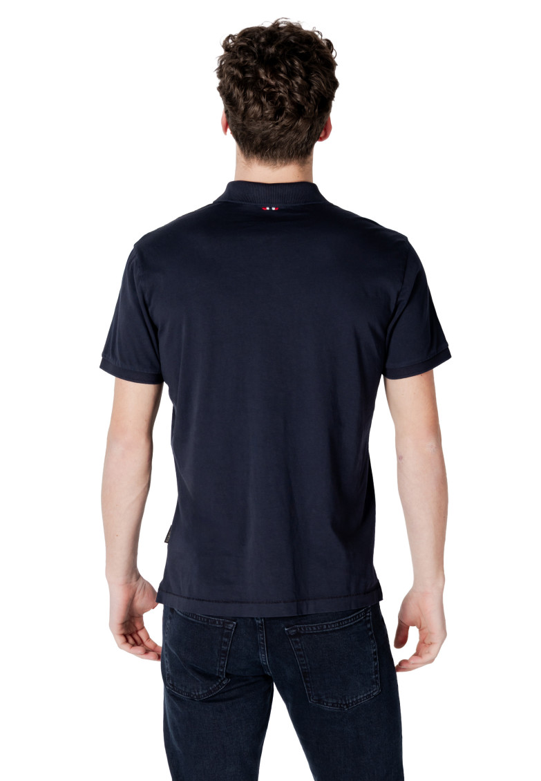 Dark Blue Solid Shirt Collar Polo