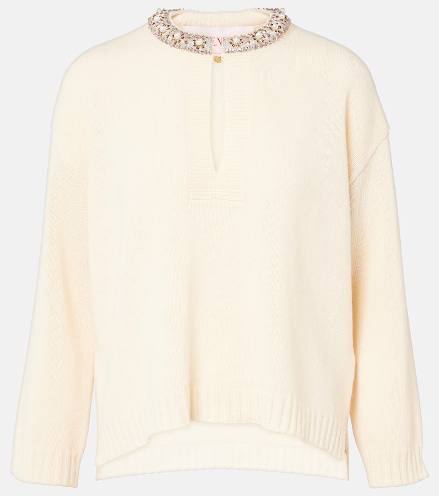 Embellished virgin wool sweater