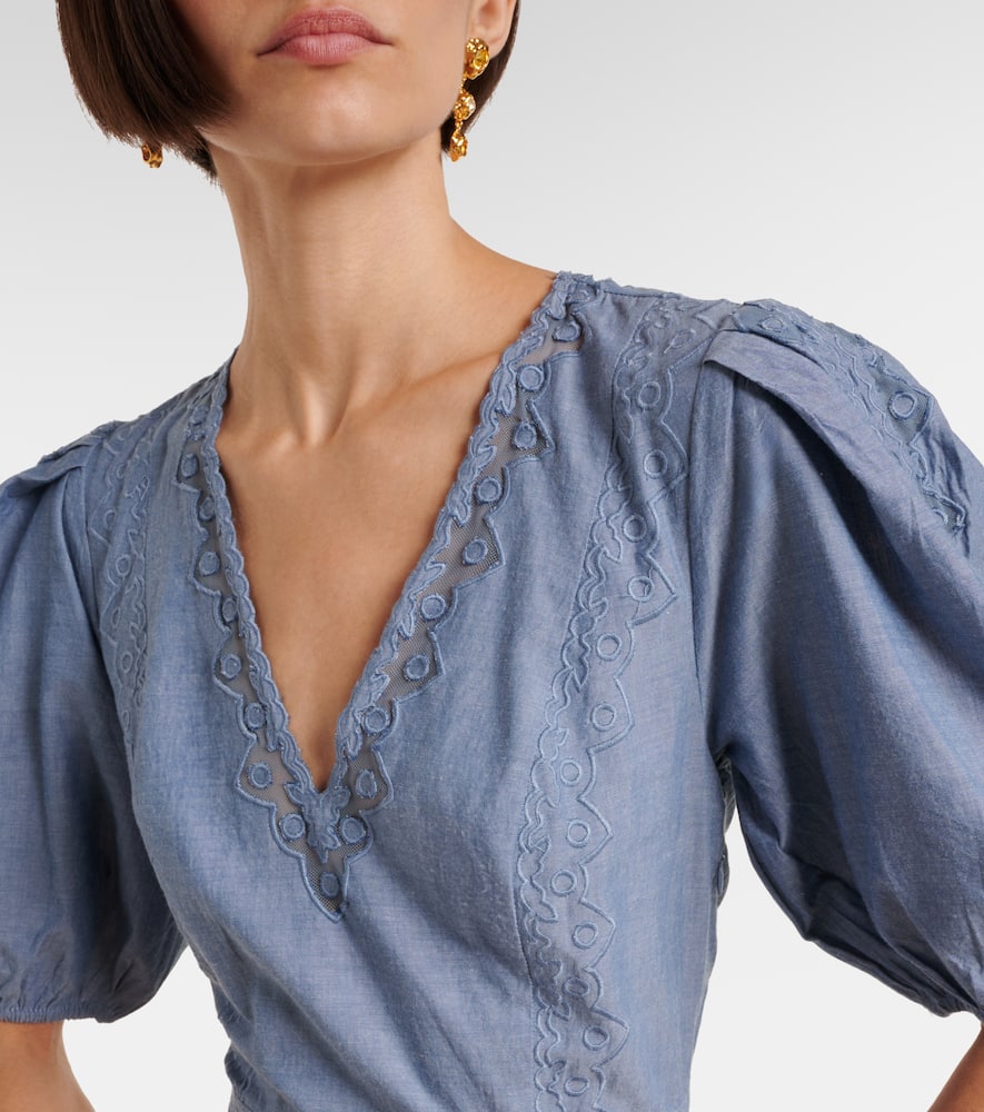 Camila lace-trimmed cotton minidress