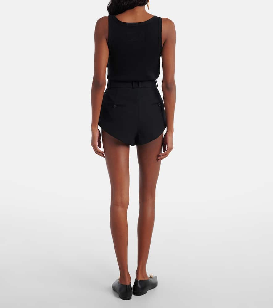 Belted wool shorts