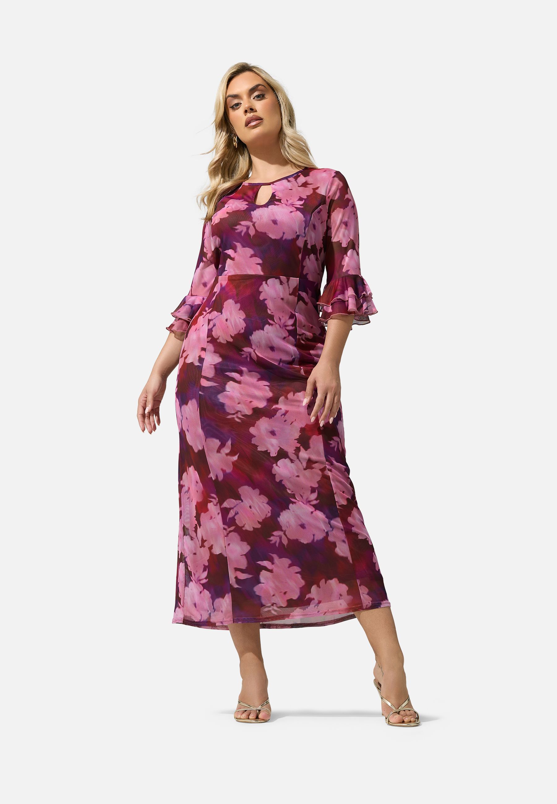 Yours Women's Keyhole Maxi Dress in Dark Red