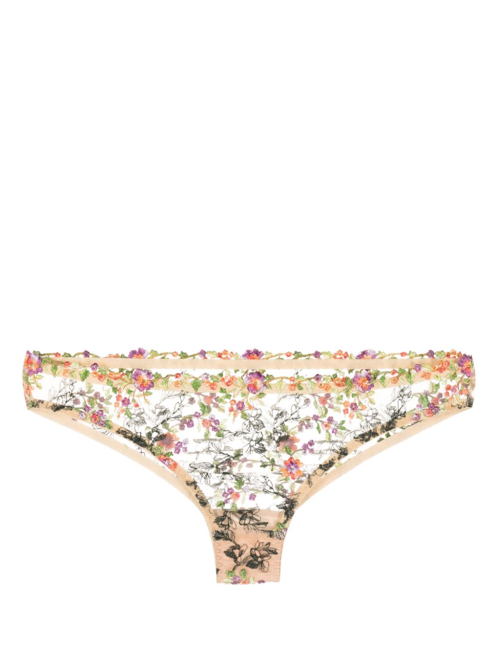 Fiori lace briefs - Brown