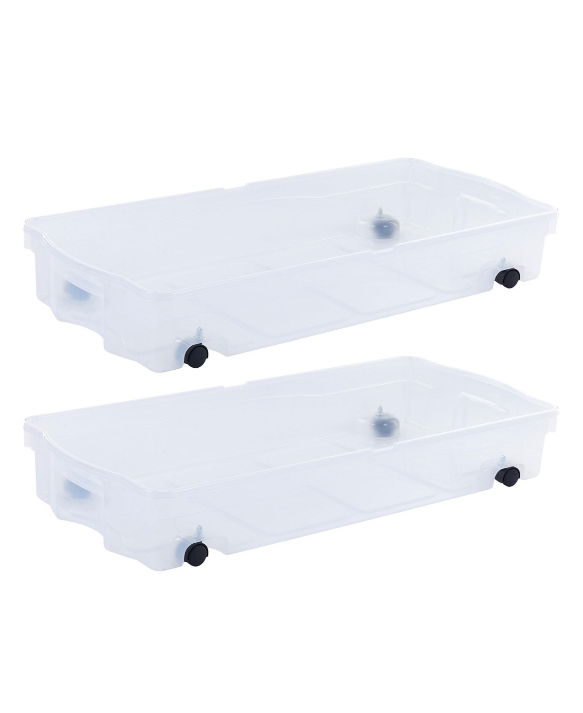 68 Qt Under Bed Wheeled Storage Boxes with Dual Hinged Lids (2 Pack) - Clear